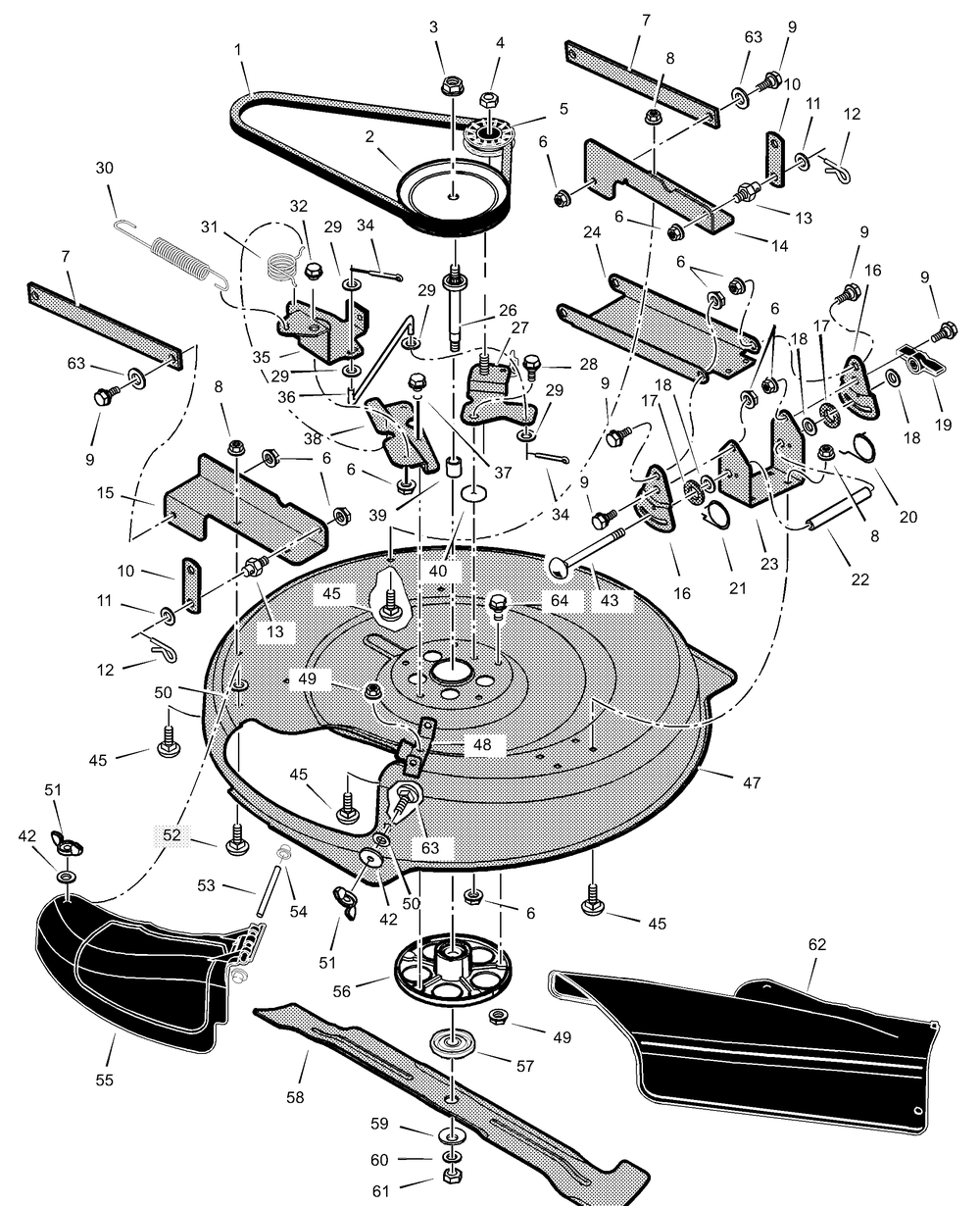 Mower Housing Diagram and Parts List for 309005X10A 2001 Briggs and Stratton Lawn Tractor